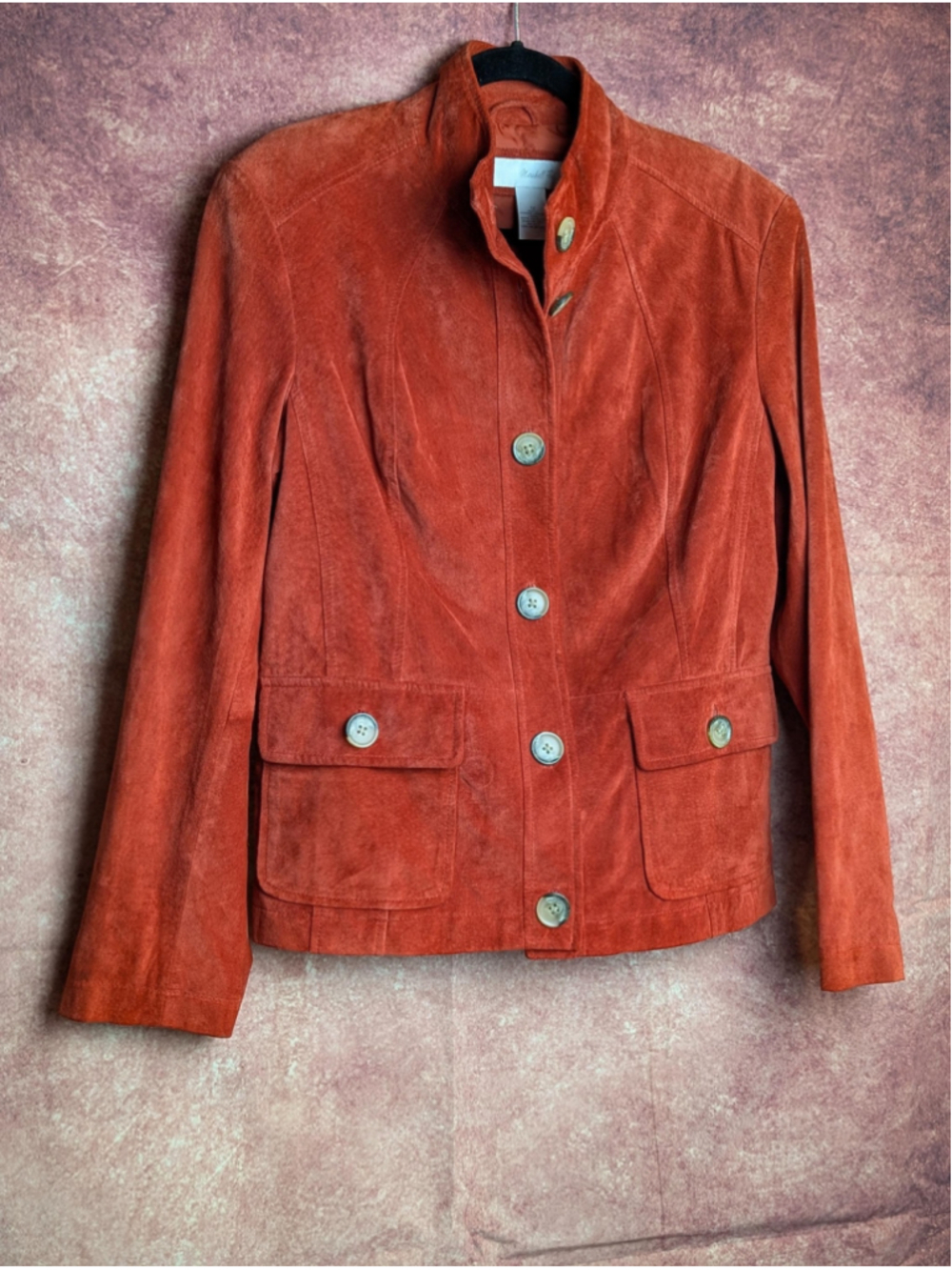 Vintage Marshall Field's Rust Suede Leather Jacket Women's 12 Safari Uti
